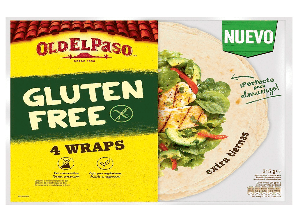 Tortilha Wrap Sem Glúten 4unid 215g - OLD EL PASO