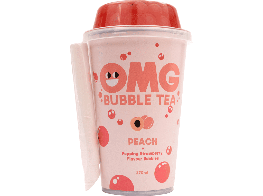 Bubble Tea Pêssego Com Bolhas De Morango 0.27l - OMG
