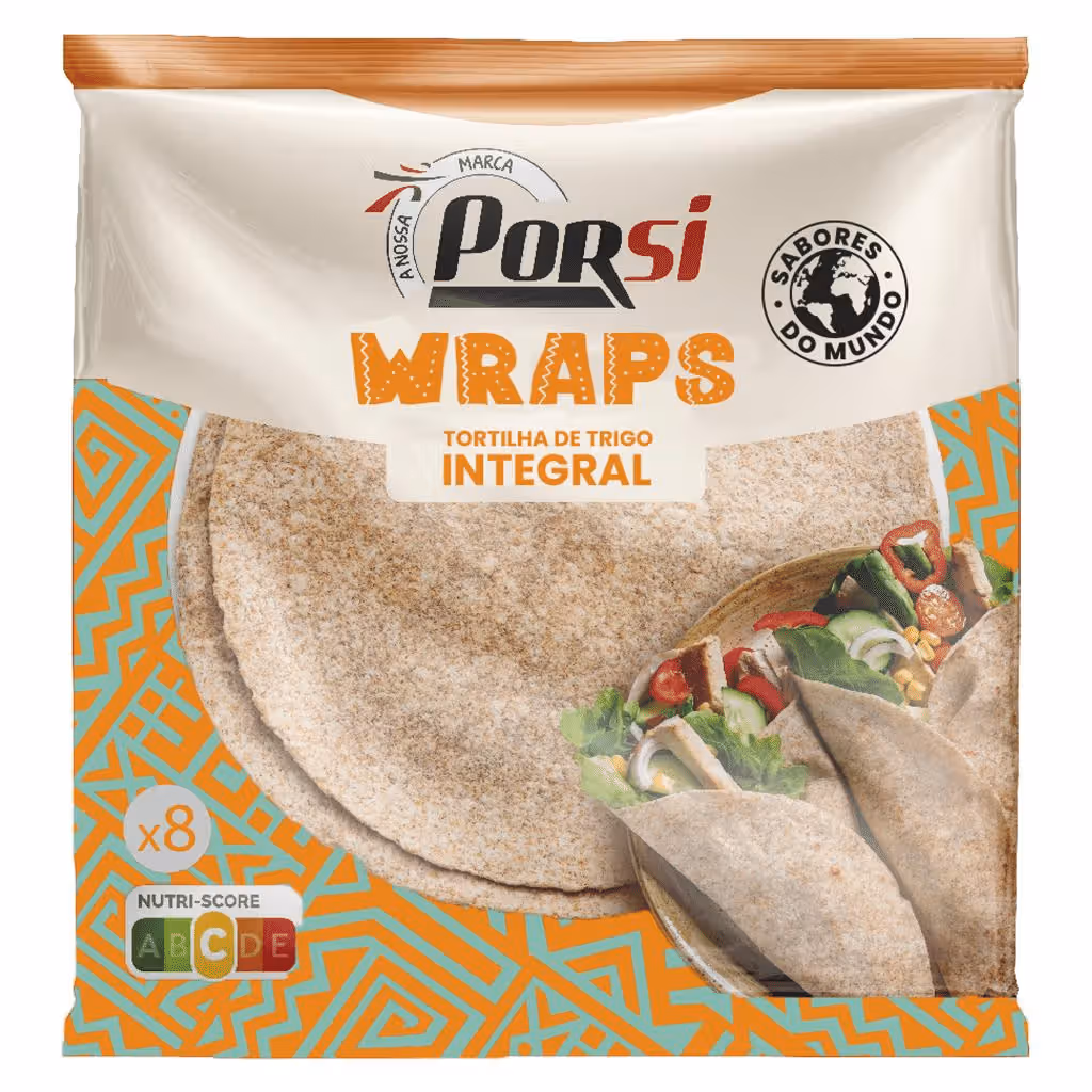 6 Wraps Tortilhas de Trigo Integral, 288g - PORSI