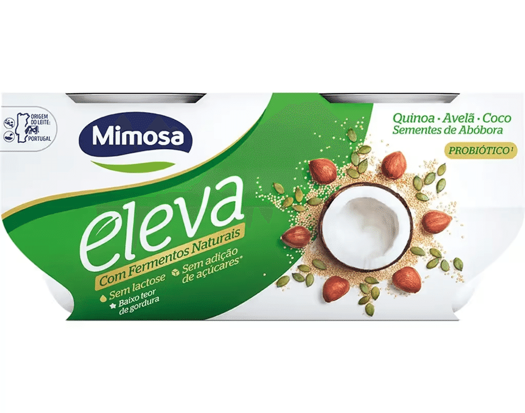 Iogurte Bifidus de Quinoa, Avelã, Côco e Sementes de Abóbora sem Lactose Pack 4 embalagem 115 g - MIMOSA ELEVA