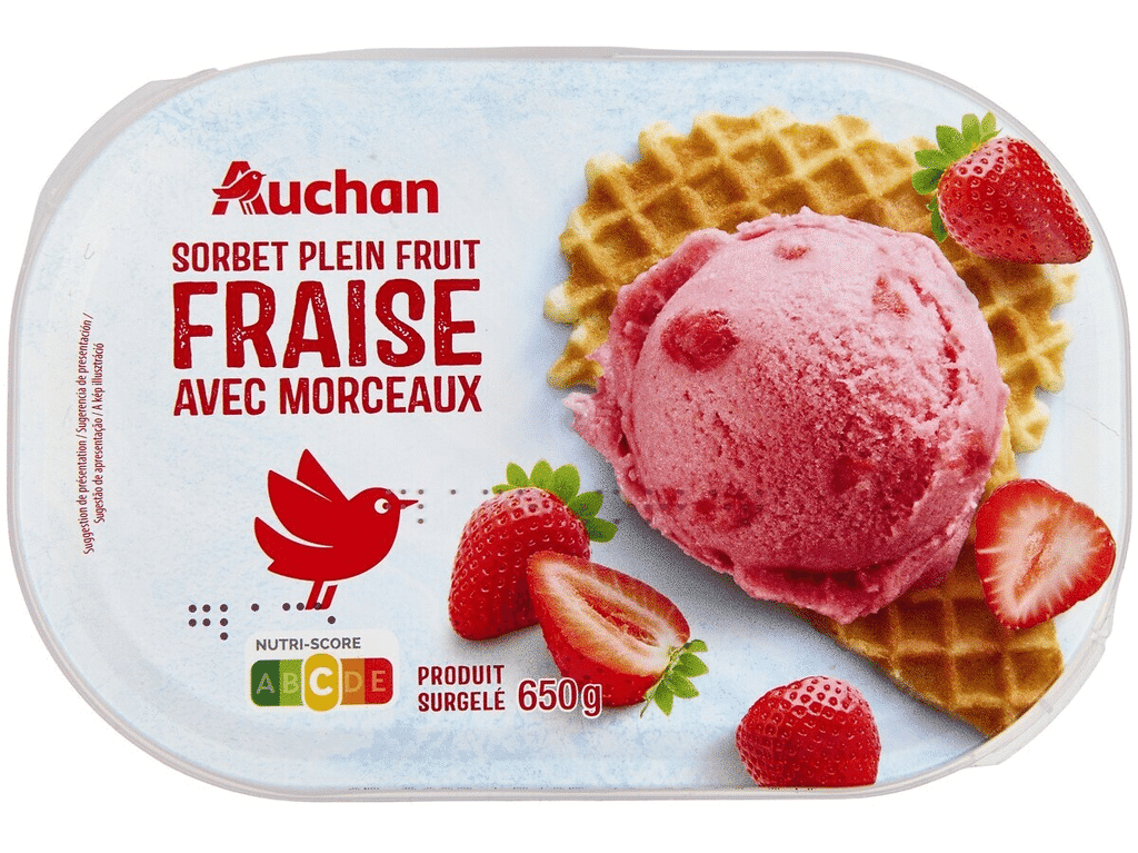 Sorbet Morango C / Pedaços 1l - AUCHAN