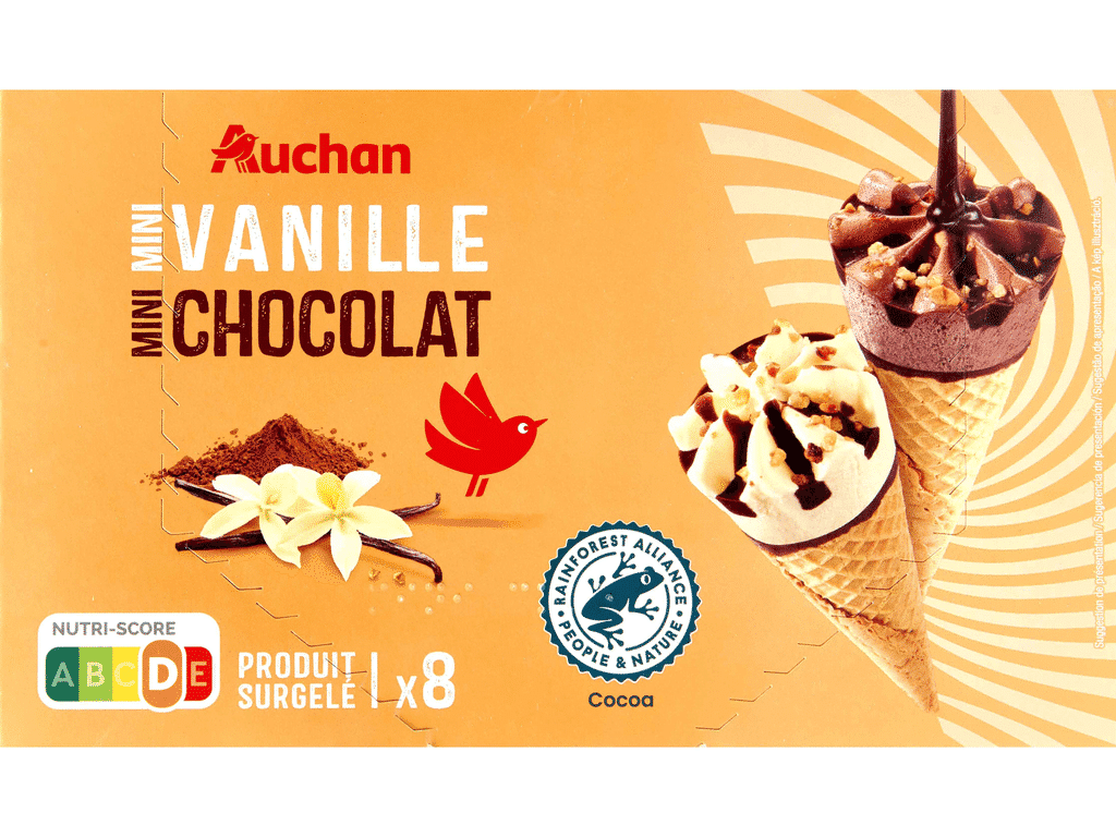 Gelado Cones Mini Baunilha Chocolate 8x70ml - AUCHAN