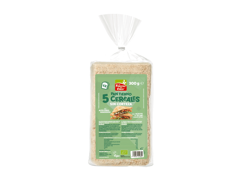 Pão De Forma La Finestra Sul Cielo 5 Cereais Sem Côdea Bio 300g - L.FINESTRA S.CIELO