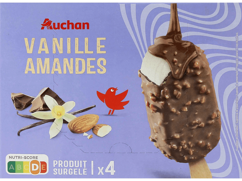 Gelado Palito Baunilha Amêndoas 4x120ml - AUCHAN
