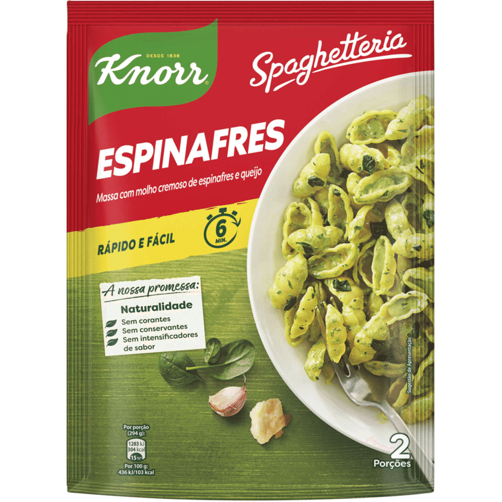 Massa com Molho Cremoso de Espinafres e Queijo - KNORR