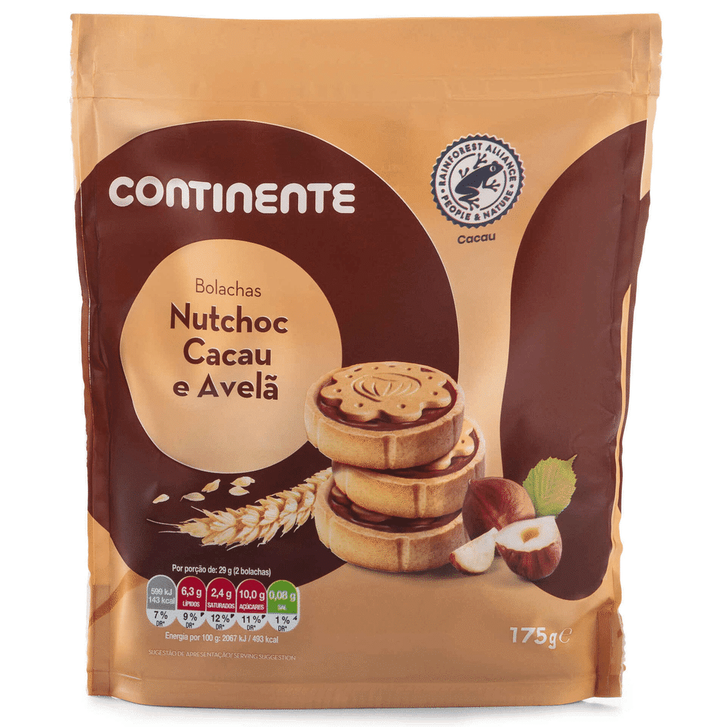 Bolachas Recheadas Nutchoc Cacau e Avelã - CONTINENTE