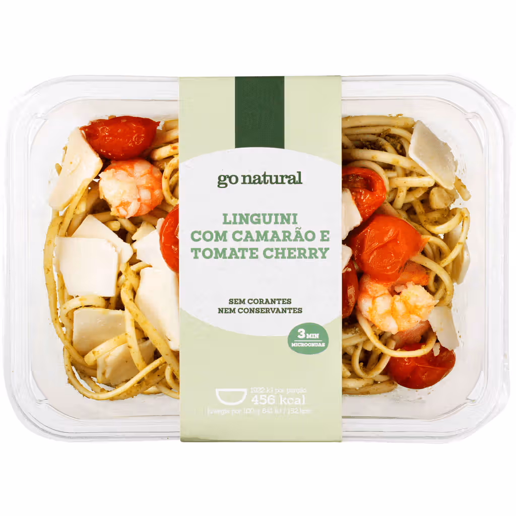 Linguini com Camarão e Tomate Cherry - GO NATURAL