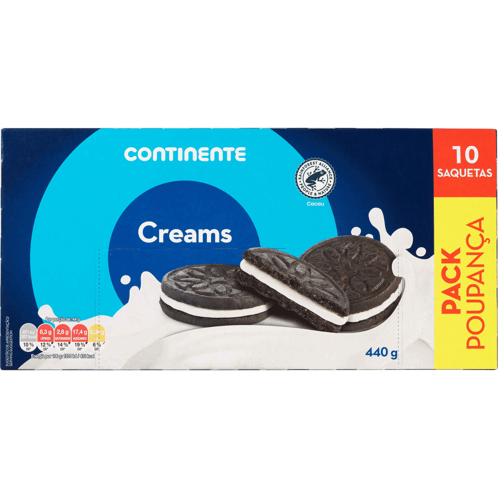 Bolachas de Chocolate Recheadas com Creme de Baunilha Pack Poupança - CONTINENTE