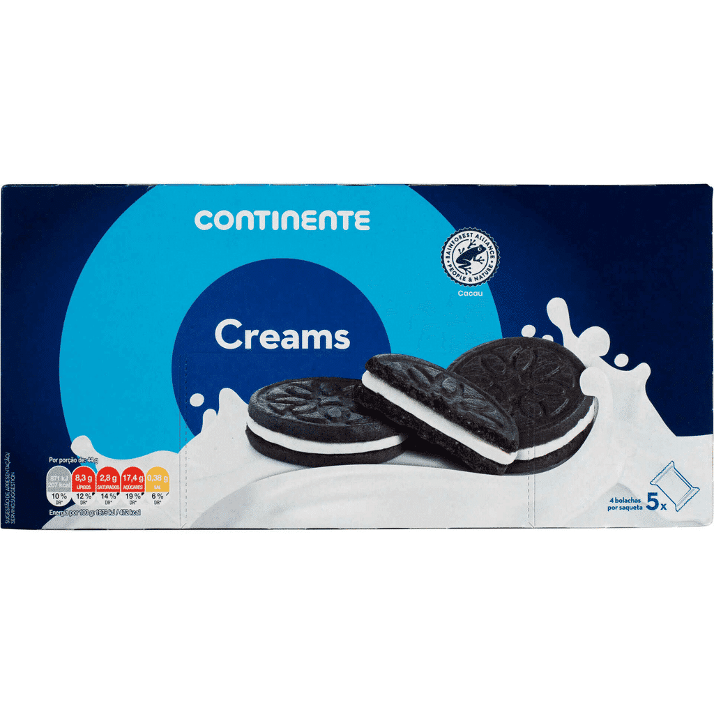 Bolachas de Chocolate Recheadas com Creme de Baunilha - CONTINENTE