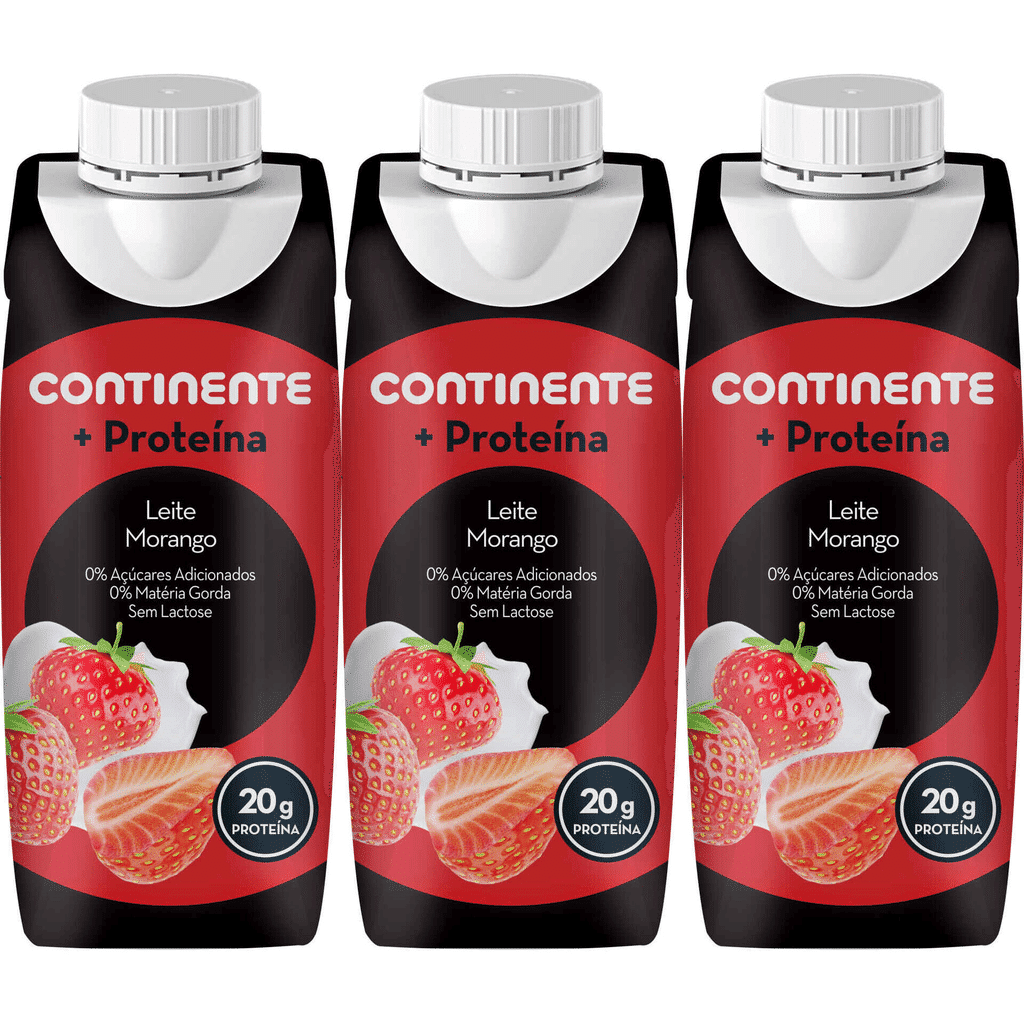 Leite +proteína Morango sem Lactose - CONTINENTE