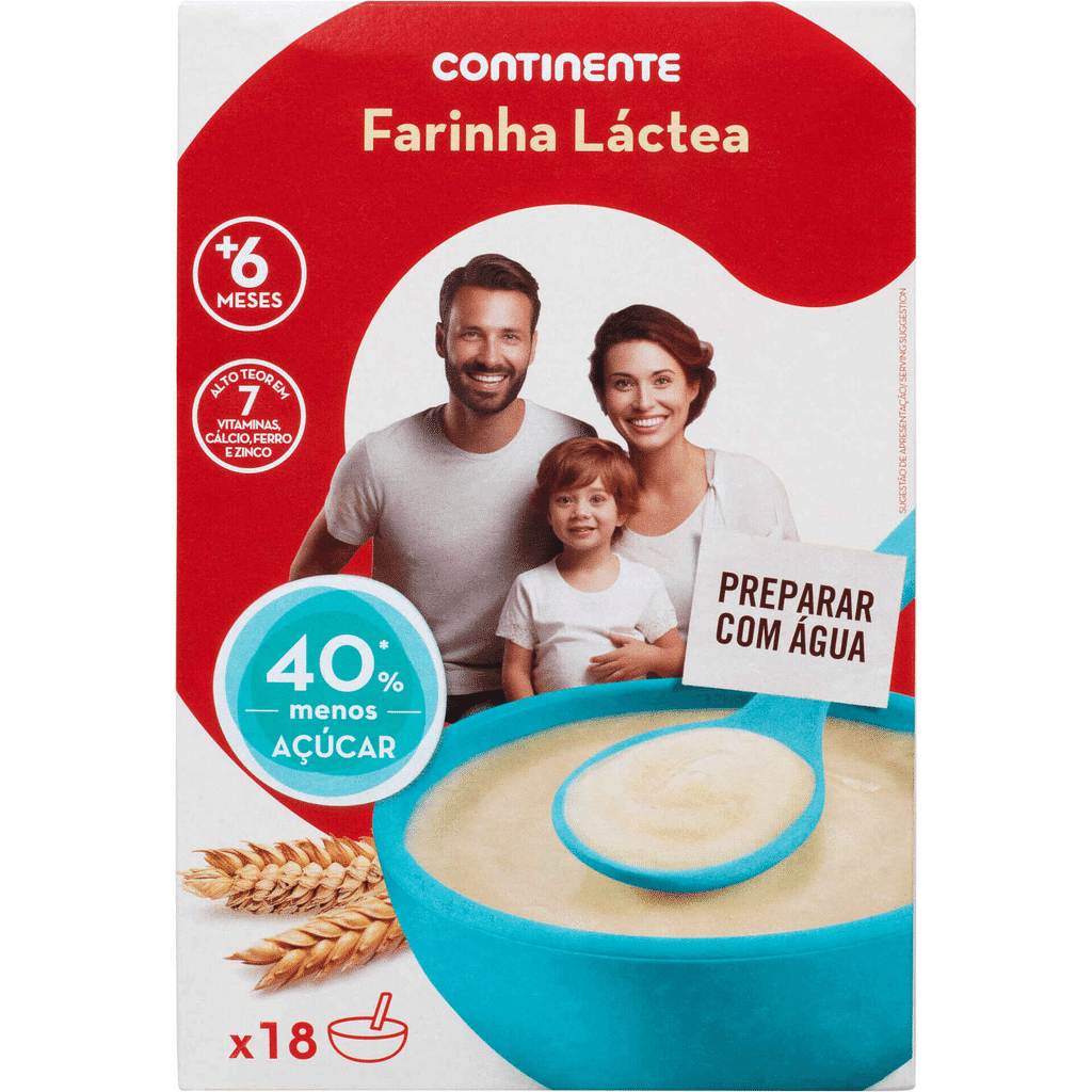 Papa Infantil Farinha Láctea com Menos 40% de Açúcar +6m - CONTINENTE
