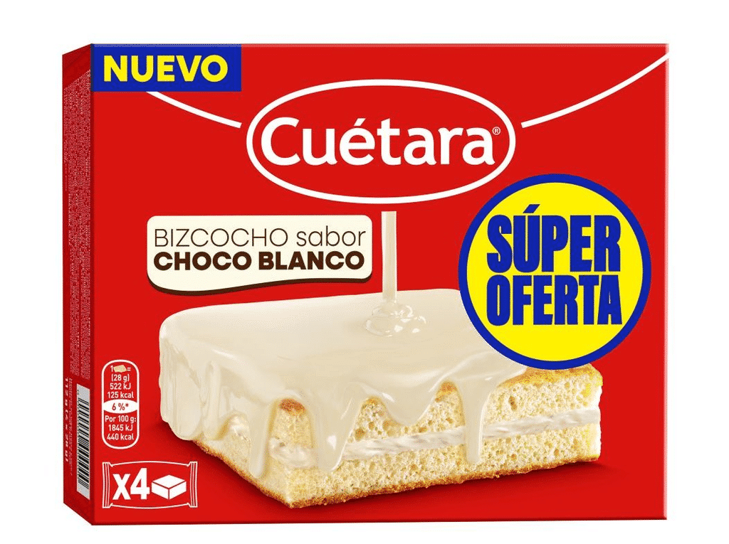 Bolo Chocolate Branco 4x28g - CUÉTARA