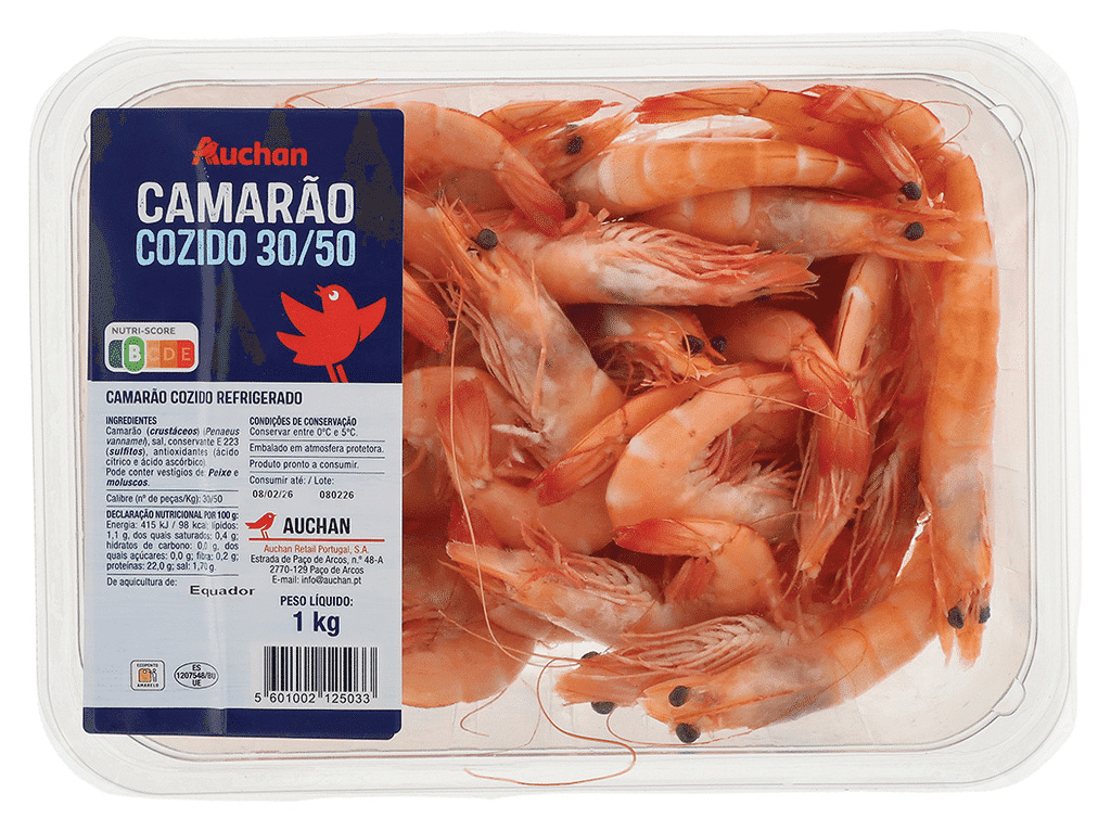 Camarão Cozido Vannamei 30 / 50 1kg - AUCHAN