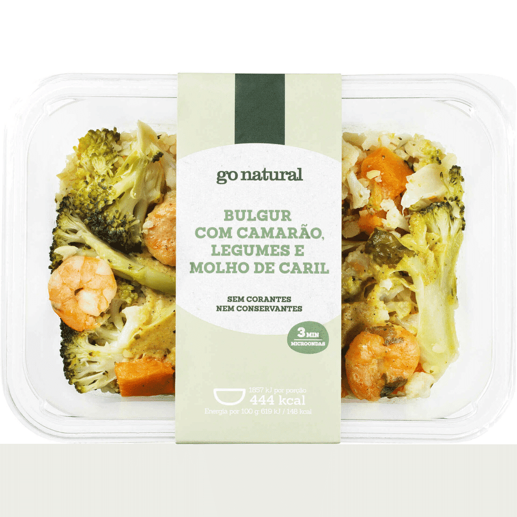 Bulgur com Camarão, Legumes e Molho de Caril - GO NATURAL