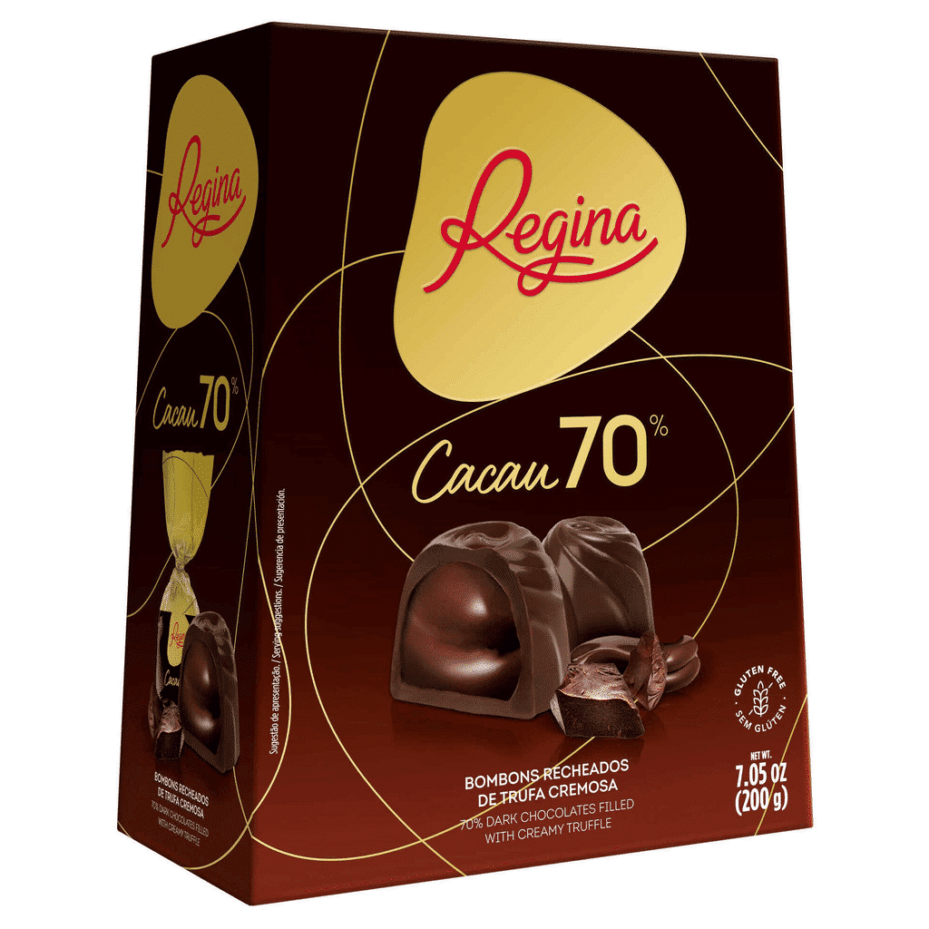 Bombons de Chocolate Negro 70% Cacau com Recheio de Trufa Cremosa - REGINA