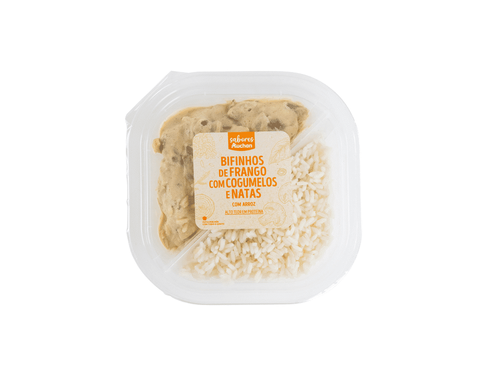 Bifinhos De Frango Com Cogumelos E Natas Com Arroz 300 G - SABORES AUCHAN