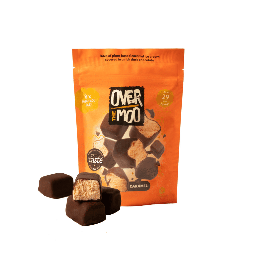 Gelado Bombom Chocolate Negro e Caramelo Vegan - OVER THE MOO