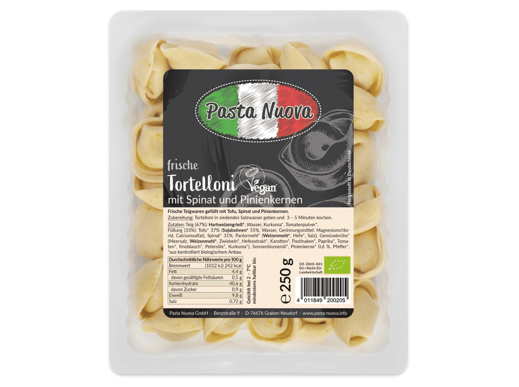 Tortelloni Espinafre E Pinhão Bio 250g - PASTA NUOVA