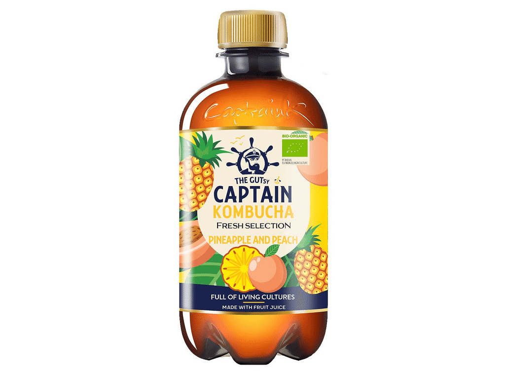 Kombucha Ananás Pêssego Bio 400 Ml - THE GUTSY CAPTAIN