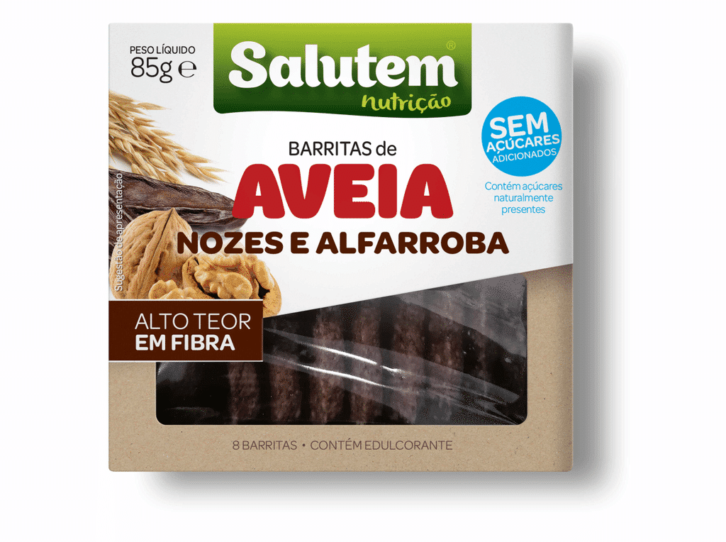 Barritas De Aveia Nozes E Alfarroba Sem Açucar Adicionados 85g - SALUTEM