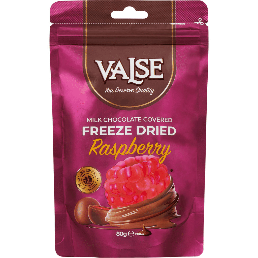 Freeze Dried de Framboesa coberta com Chocolate de Leite - VALSE