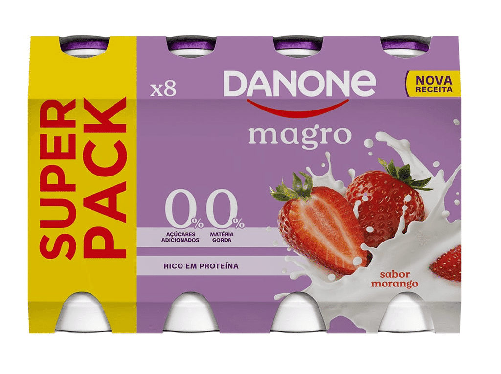 Iogurte Magro Líquido Morango 8x155g - DANONE