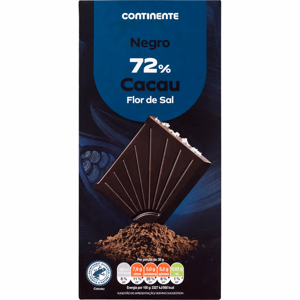 Tablete Chocolate Negro Flor de Sal 72% - CONTINENTE