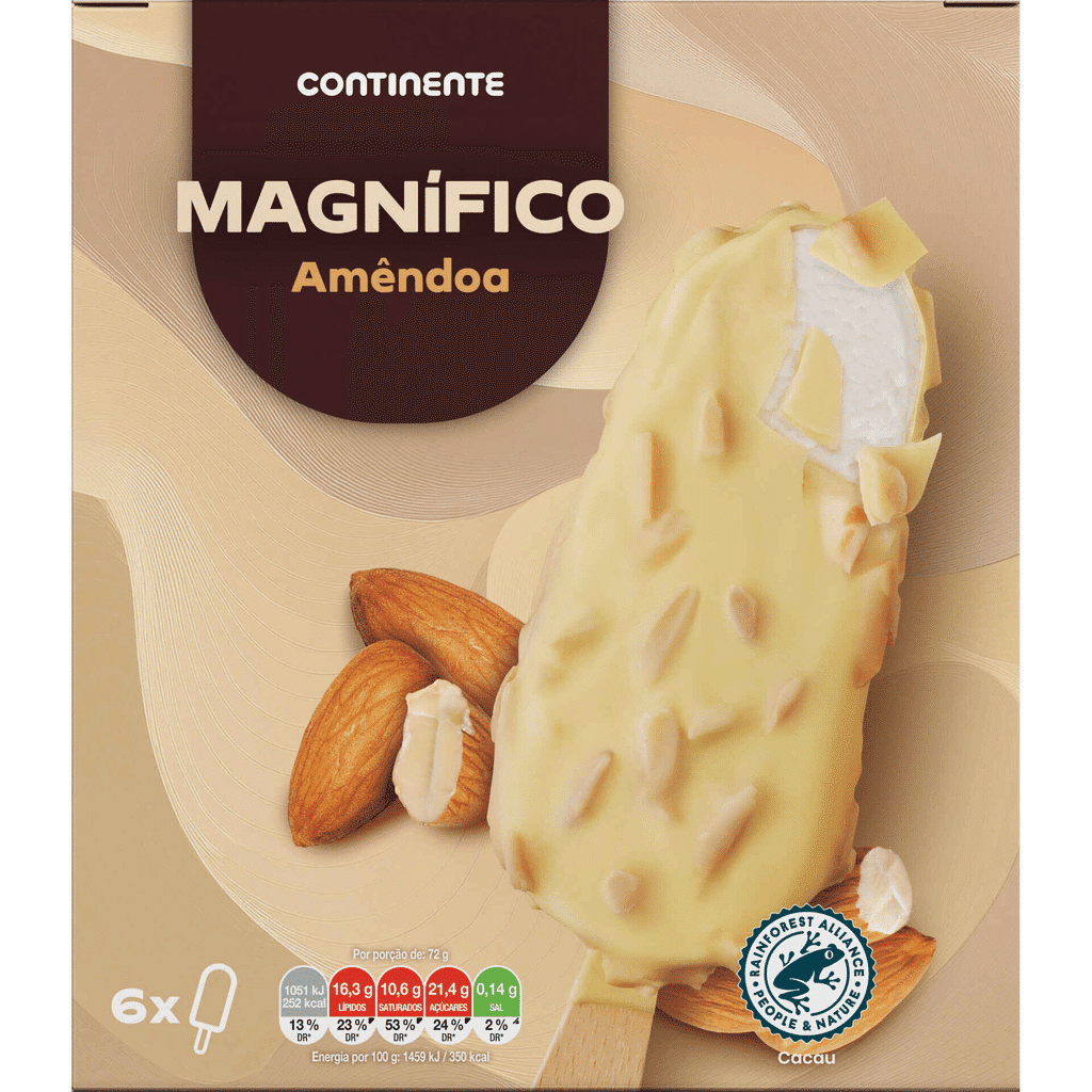 Gelado Magnífico Chocolate Branco com Amêndoa - CONTINENTE