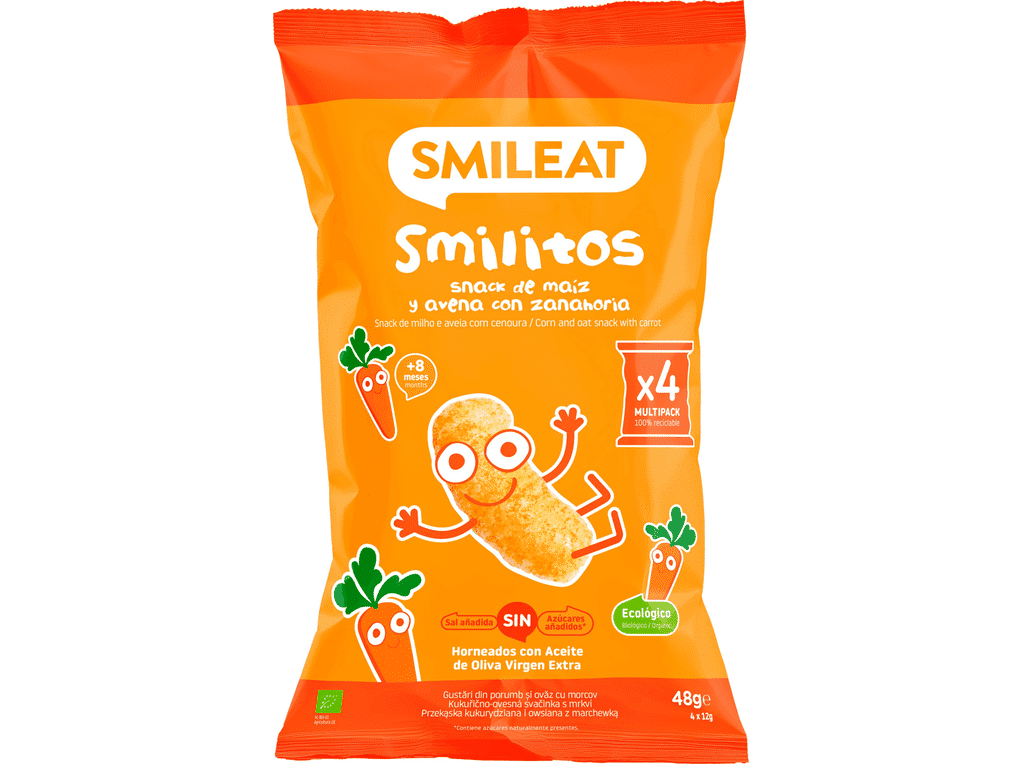 Snacks Bio Milho Aveia Cenoura 4x12g - SMILEAT