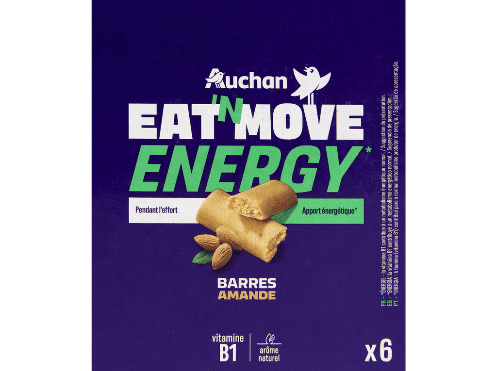 Barras Energy Amêndoa 6un 150g - AUCHAN EAT'N MOVE