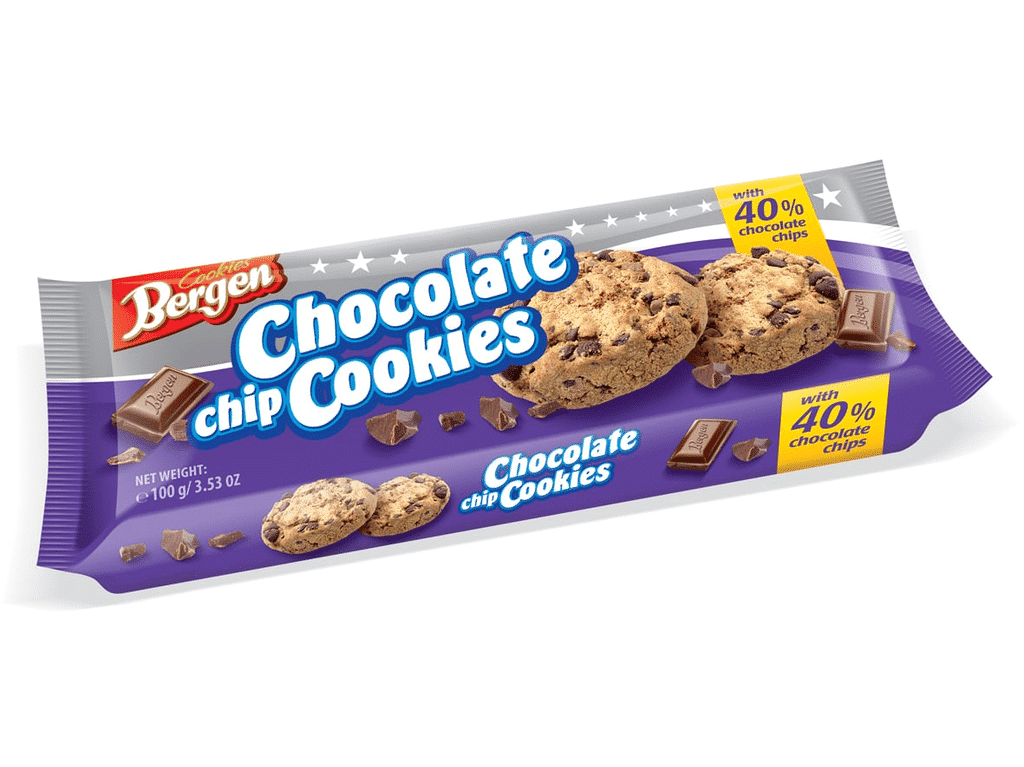 Bolachas Cookies Choc Chip 40% 100g - BERGEN