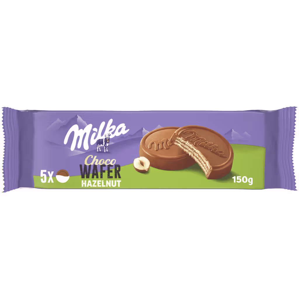 Bolachas Wafers de Chocolate de Leite e Avelã - MILKA