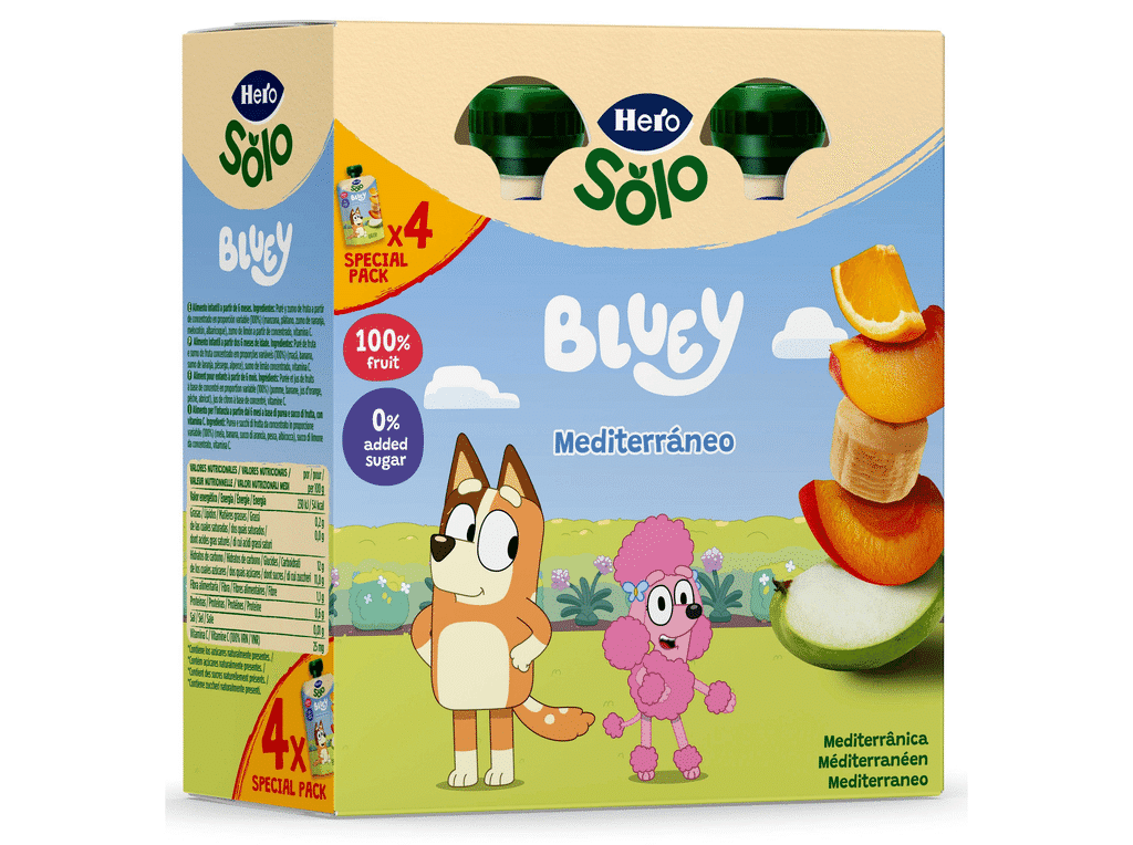 Saqueta Fruta Bluey Mediterraneo Pack 4x100g - HERO SOLO