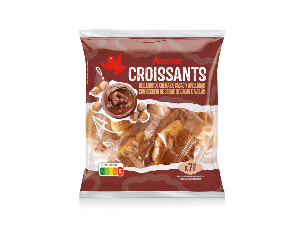 Croissants Recheio Cacau & Avelãs 7un 315g - AUCHAN