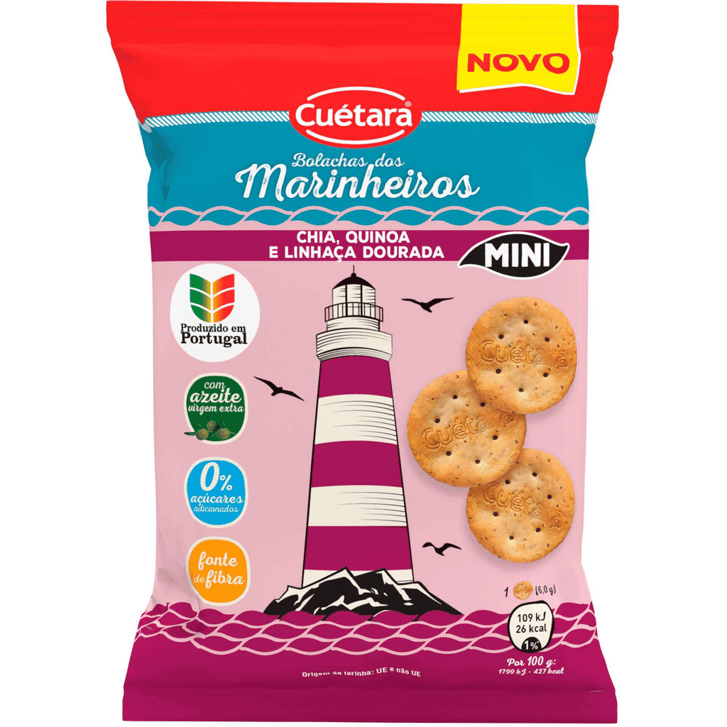 Bolachas Mini Marinheiras Chia, Quinoa e Linhaça Dourada - CUÉTARA