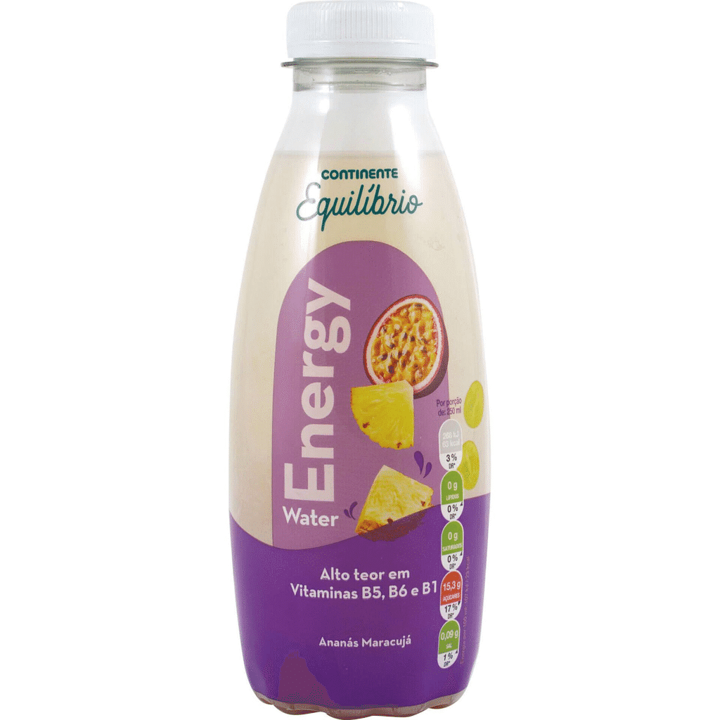 Água Vitaminada sem Gás Energy Ananás e Maracujá - CONTINENTE EQUILÍBRIO