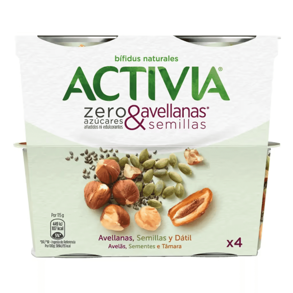 Iogurte Pedaços Bifidus Pedaços Sem Açúcar Avelã e Sementes Activia - DANONE