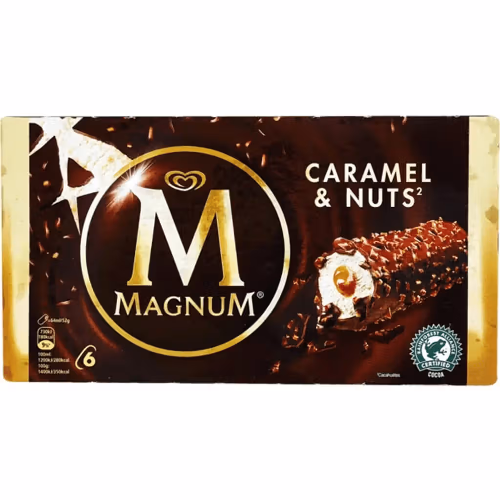 Gelado de Caramelo e Nozes Pack 6 embalagem 384 ml - MAGNUM