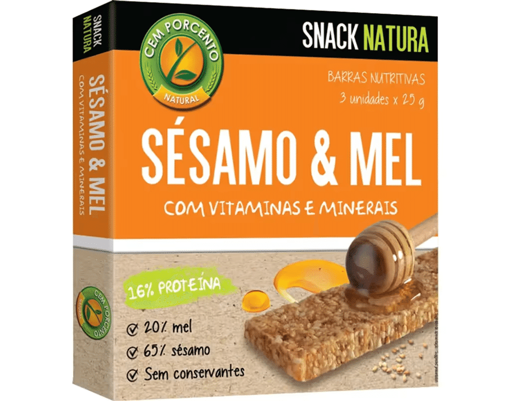 Barras de Cereais de Sésamo e Mel - CEM PORCENTO