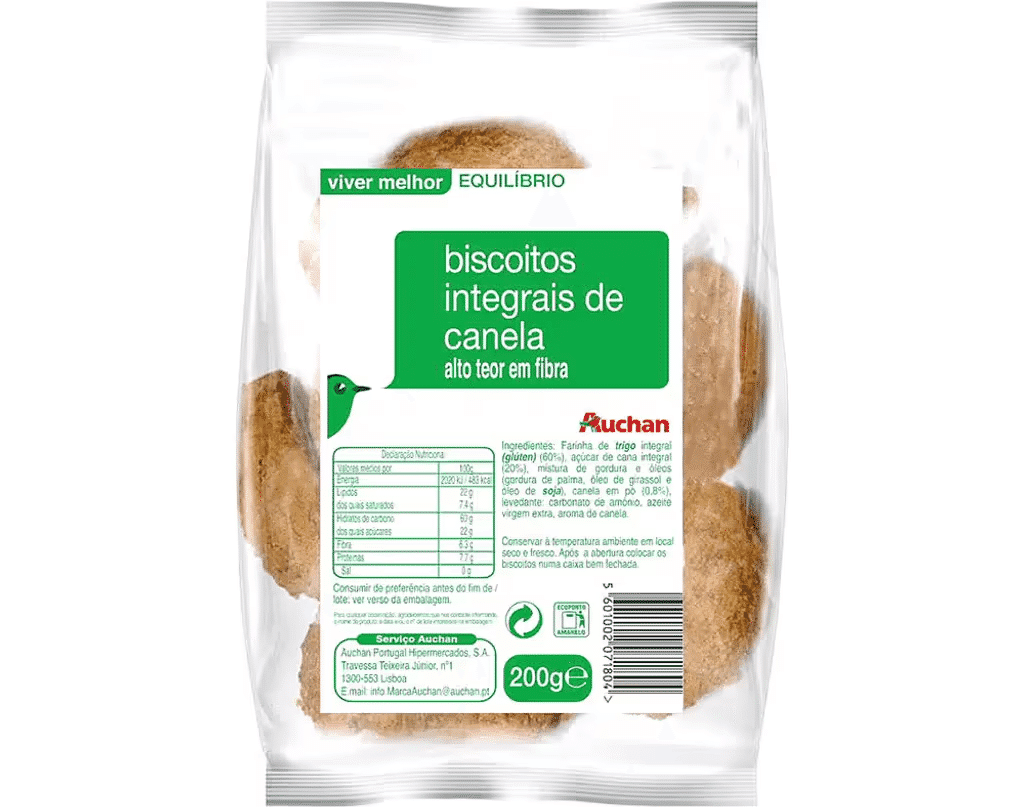 Biscoitos Auchan Equilíbrio Integrais Canela 200g - VIVER MELHOR