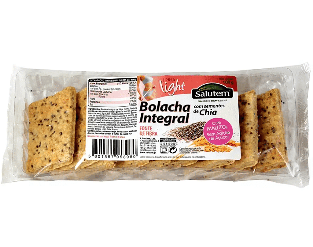 Bolacha Integral Chia S / Açúcar 100 G - SALUTEM