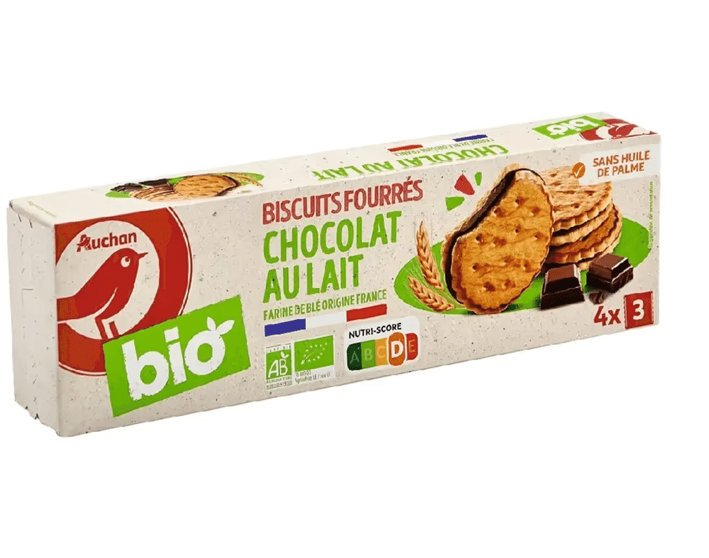 Bolachas Recheadas Chocolate Leite 185G - AUCHAN BIO