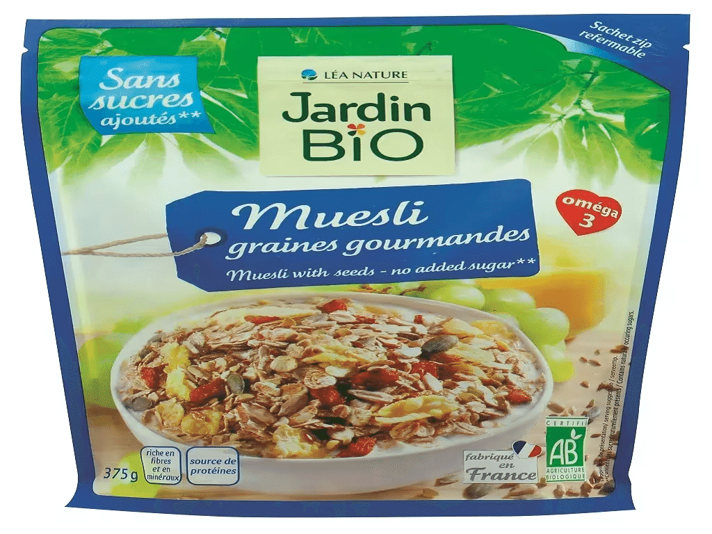 Cereais Muesli Sem Açúcar Rico Em Omega 3 375g - JARDIN BIO