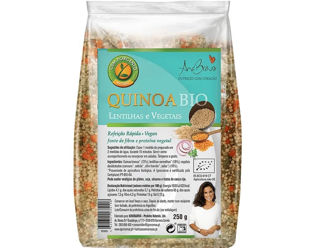 Quinoa Cem Porcento / Ana Bravo C / Lentilhas E Veget.Bio 250G - CEM PORCENTO/ANA BRAVO