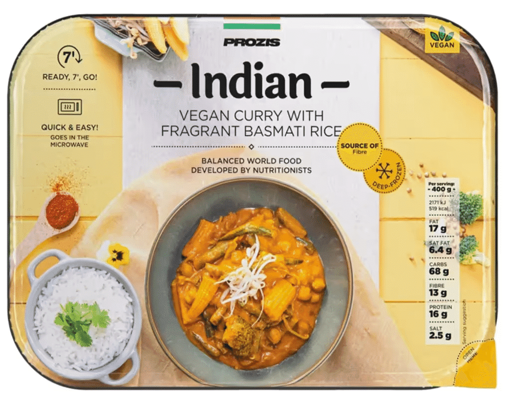 Refeição Caril Indiano Vegan Arroz 400G - PROZIS