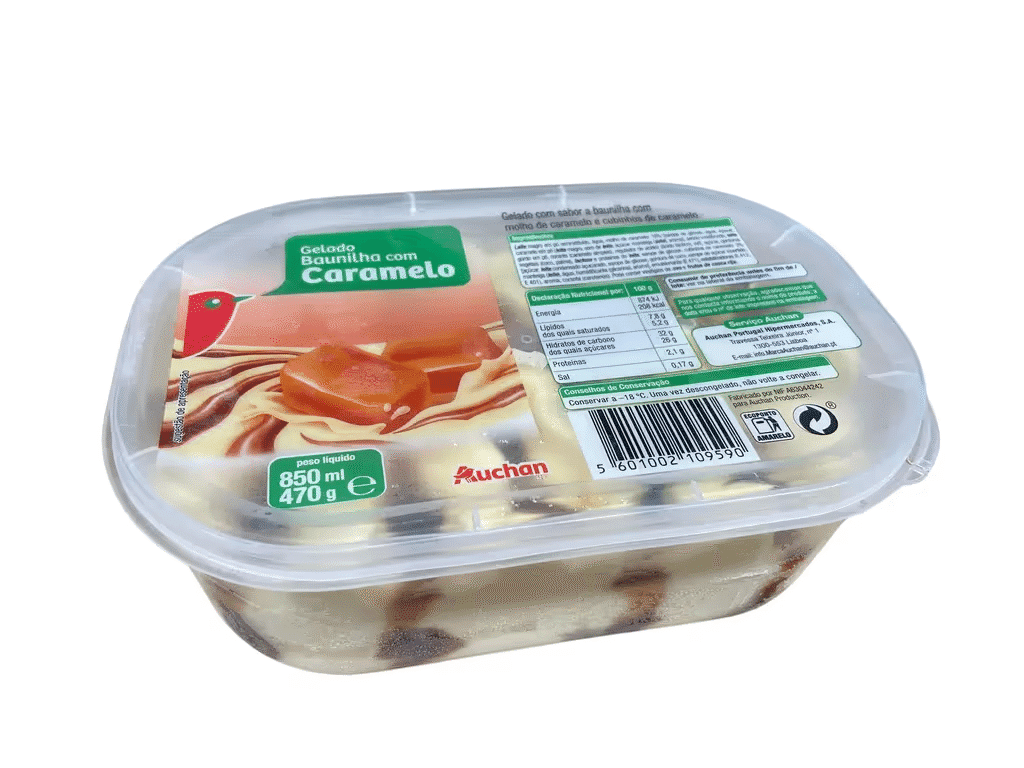 Gelado Baunilha Com Caramelo 850ml - AUCHAN