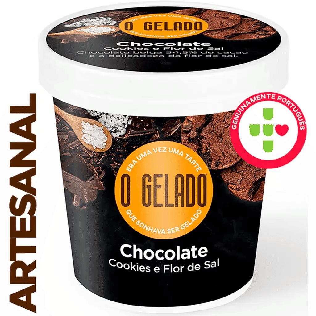 Gelado de Chocolate Cookies e Flor de Sal embalagem 460 ml - O GELADO