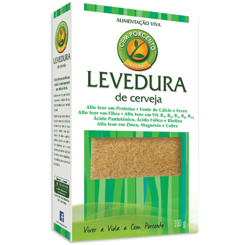 Levedura de cerveja em flocos, embalagem de 100g - CEM PORCENTO