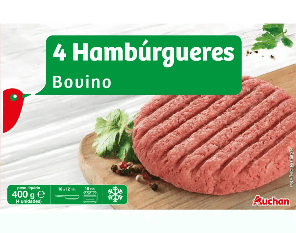 Hamburguers 60% Bovino 4un 400g - AUCHAN