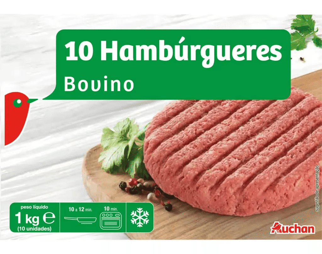 Hamburguers 60% Bovino 10un 1kg - AUCHAN